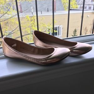 Round Toe Ballet Flats- Rose Gold